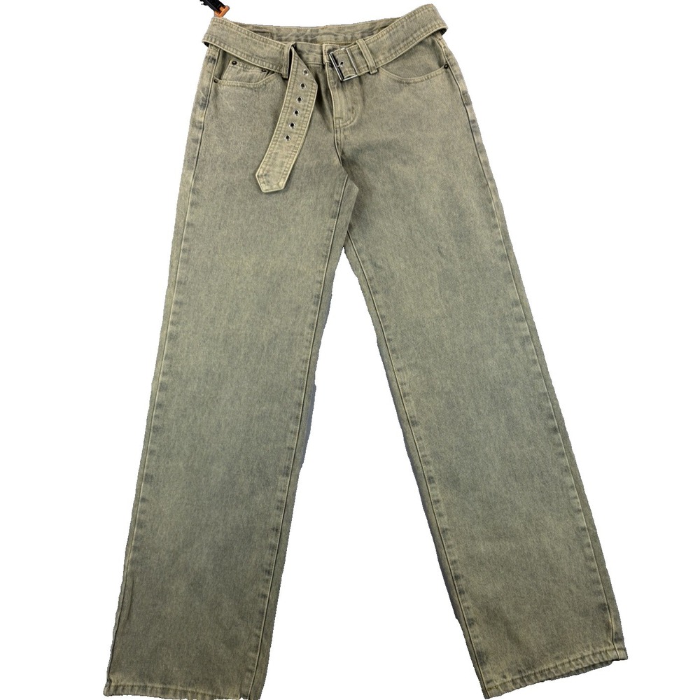 SUMWON Women's Acid wash Denim Jeans Belt Solid Medium Wash